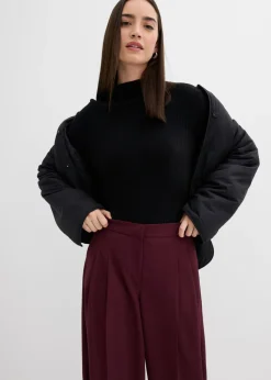 Online Pantalón con pinzas, cinturilla cómoda y abertura Mujer Esenciales|Pantalones