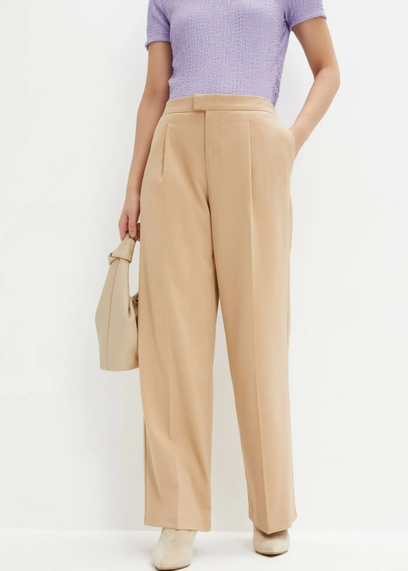Hot Pantalón con pinzas y cinturilla cómoda Mujer Pantalones