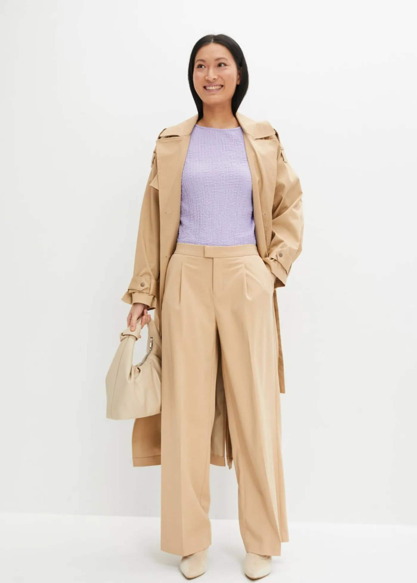 Hot Pantalón con pinzas y cinturilla cómoda Mujer Pantalones