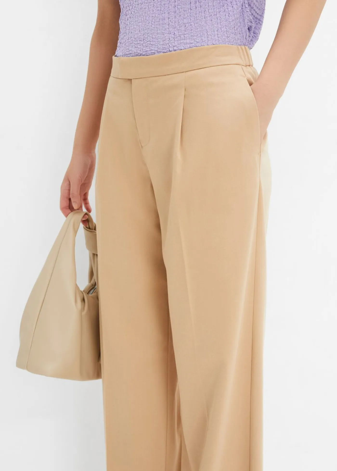 Hot Pantalón con pinzas y cinturilla cómoda Mujer Pantalones