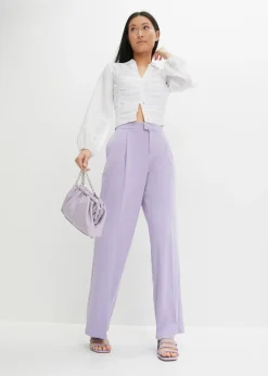 Outlet Pantalón con pinzas y cinturilla cómoda Mujer Pantalones