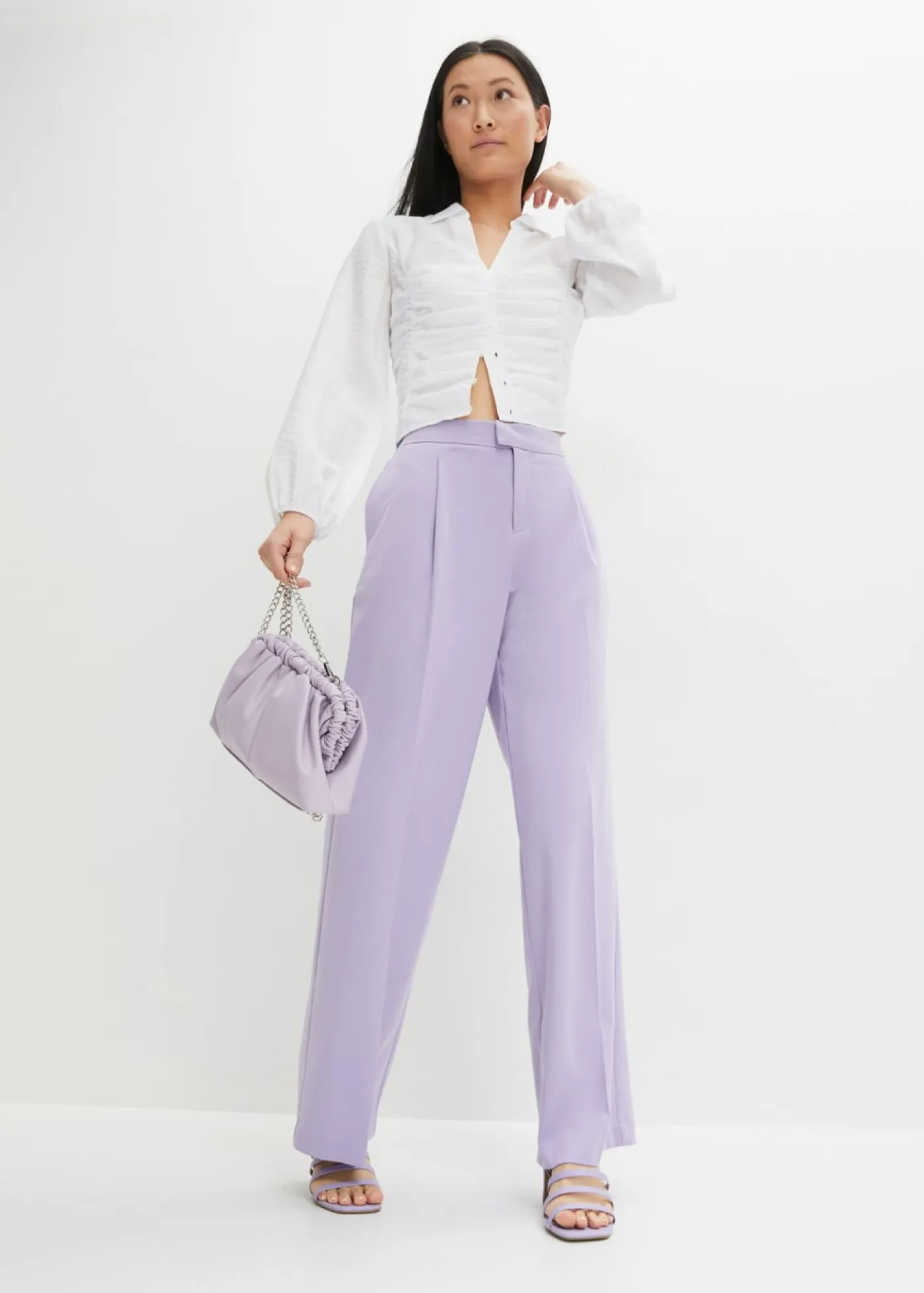 Outlet Pantalón con pinzas y cinturilla cómoda Mujer Pantalones