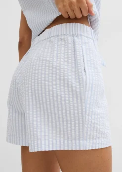 Outlet Pantalón corto a rayas de algodón puro Mujer Shorts|Pantalones