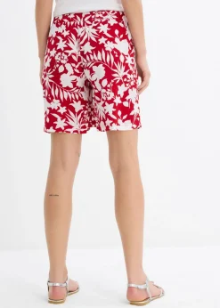 Outlet Pantalón corto ancho de viscosa con cómoda cinturilla alta Mujer Shorts|Pantalones
