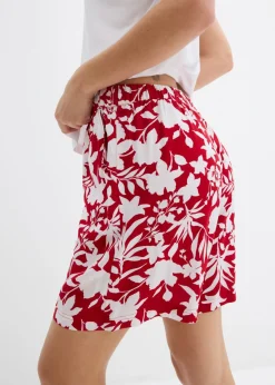 Outlet Pantalón corto ancho de viscosa con cómoda cinturilla alta Mujer Shorts|Pantalones