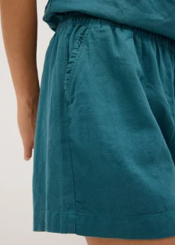 Online Pantalón corto con contenido de lino Mujer Shorts|Pantalones
