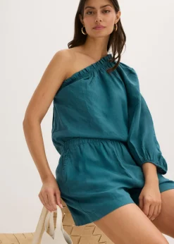 Online Pantalón corto con contenido de lino Mujer Shorts|Pantalones