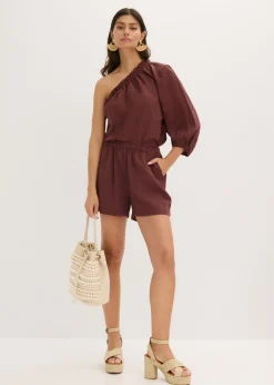 Hot Pantalón corto con contenido de lino Mujer Shorts|Pantalones