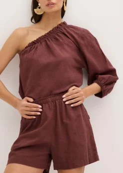 Hot Pantalón corto con contenido de lino Mujer Shorts|Pantalones