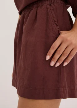 Hot Pantalón corto con contenido de lino Mujer Shorts|Pantalones