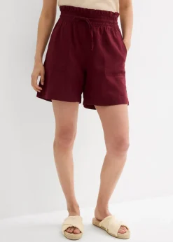 Online Pantalón corto con lino Mujer Shorts|Pantalones