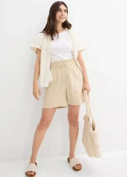 Sale Pantalón corto con lino Mujer Shorts|Pantalones