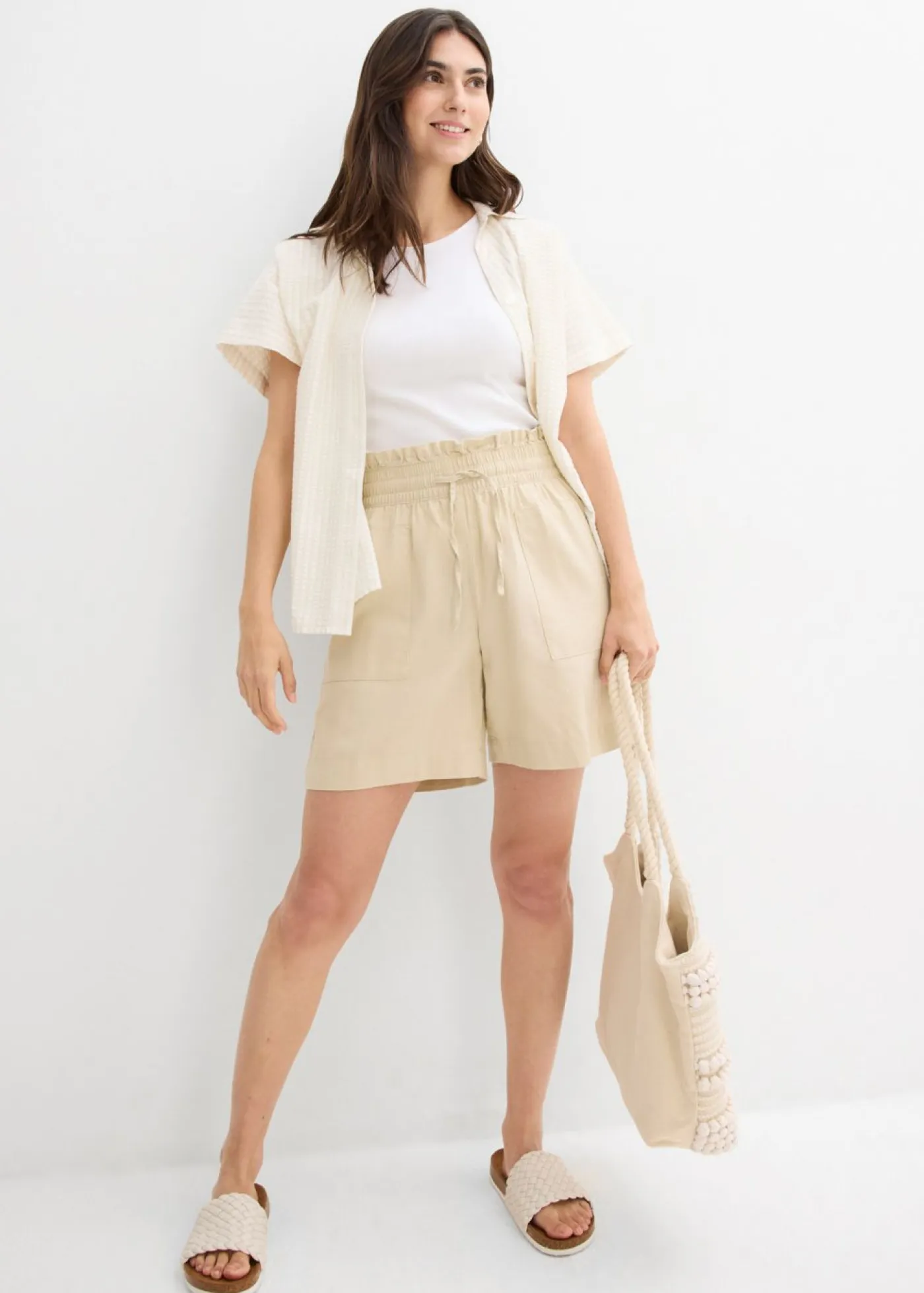 Sale Pantalón corto con lino Mujer Shorts|Pantalones