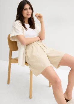 Sale Pantalón corto con lino Mujer Shorts|Pantalones