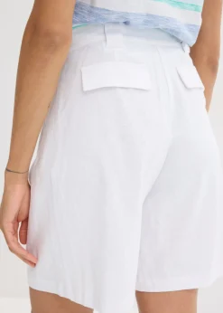Sale Pantalón corto de mezcla de lino ligero Mujer Shorts|Pantalones