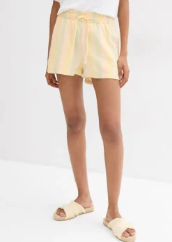 Best Pantalón corto de mezcla de lino vaporoso Mujer Shorts|Pantalones