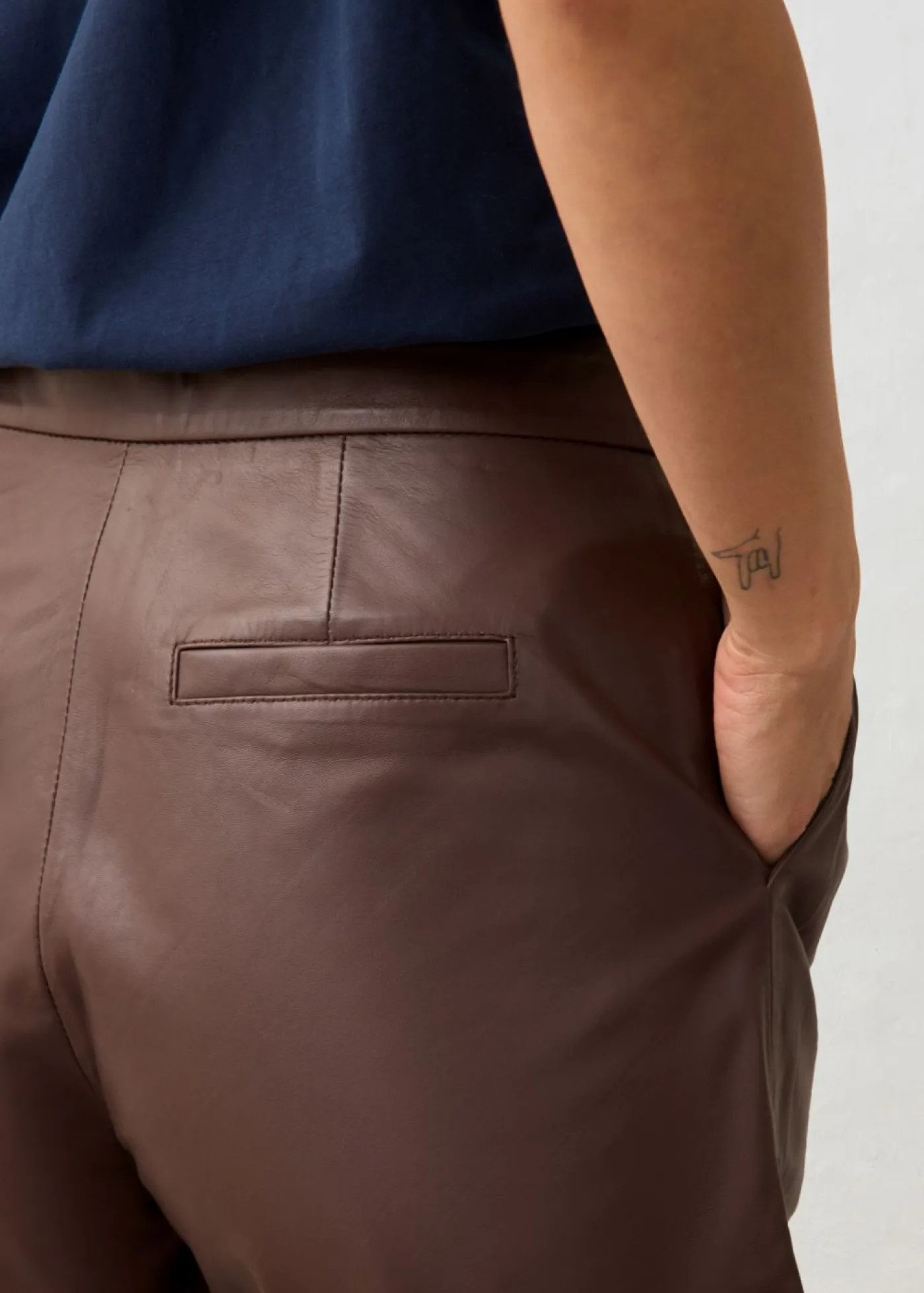 Clearance Pantalón corto de napa de cordero Mujer Premium|Pantalones