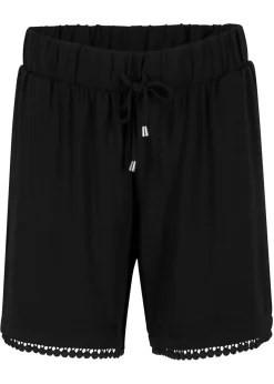 Pantalón corto de punto de mezcla de viscosa con cinturilla cómoda Mujer Shorts|Pantalones