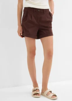 Sale Pantalón corto de sarga con talle alto Mujer Shorts|Pantalones