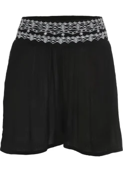 Pantalón corto de viscosa fluida con efecto arrugado Mujer Shorts|Pantalones