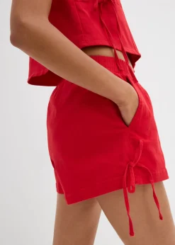 Online Pantalón corto sin cierre de mezcla de algodón elástico Mujer Shorts|Pantalones