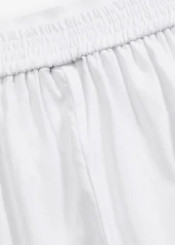 Pantalón corto sin cierre de mezcla de lino vaporoso Mujer Shorts|Pantalones
