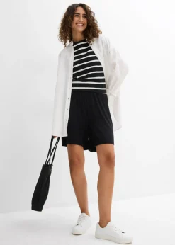 Outlet Pantalón corto sin cierre de mezcla de viscosa suave Mujer Shorts|Básicos