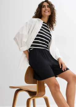 Outlet Pantalón corto sin cierre de mezcla de viscosa suave Mujer Shorts|Básicos