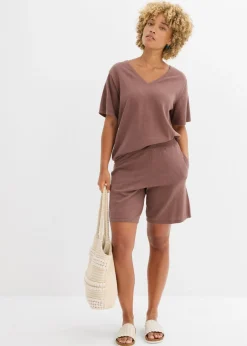 Sale Pantalón corto sin cierre de punto fino Mujer Conjuntos De Ropa|Shorts