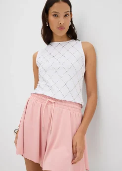 Clearance Pantalón corto sin cierre con diseño de tenis Mujer Shorts|Pantalones