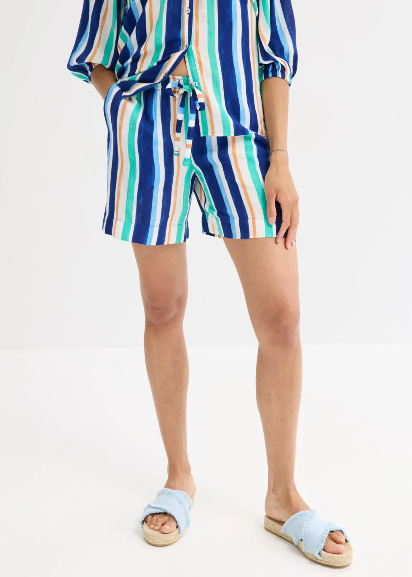 Online Pantalón corto sin cierre de viscosa fina Mujer Shorts|Pantalones