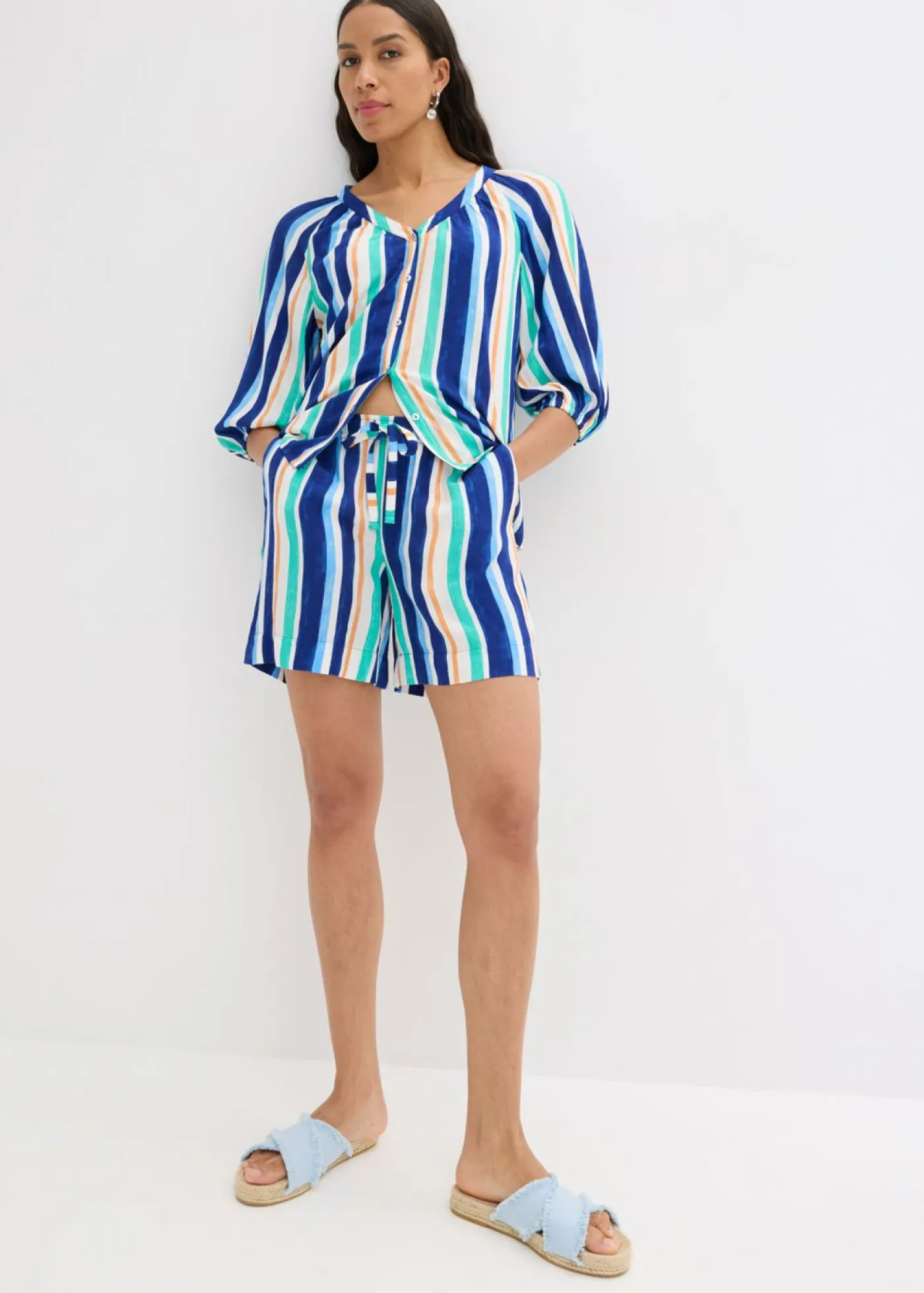 Online Pantalón corto sin cierre de viscosa fina Mujer Shorts|Pantalones