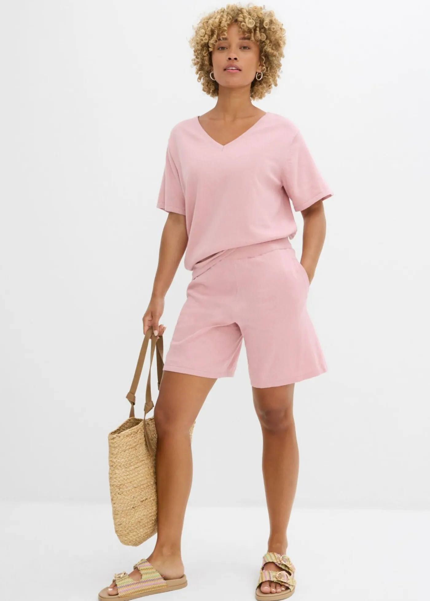 Online Pantalón corto sin cierre de punto fino Mujer Conjuntos De Ropa|Shorts