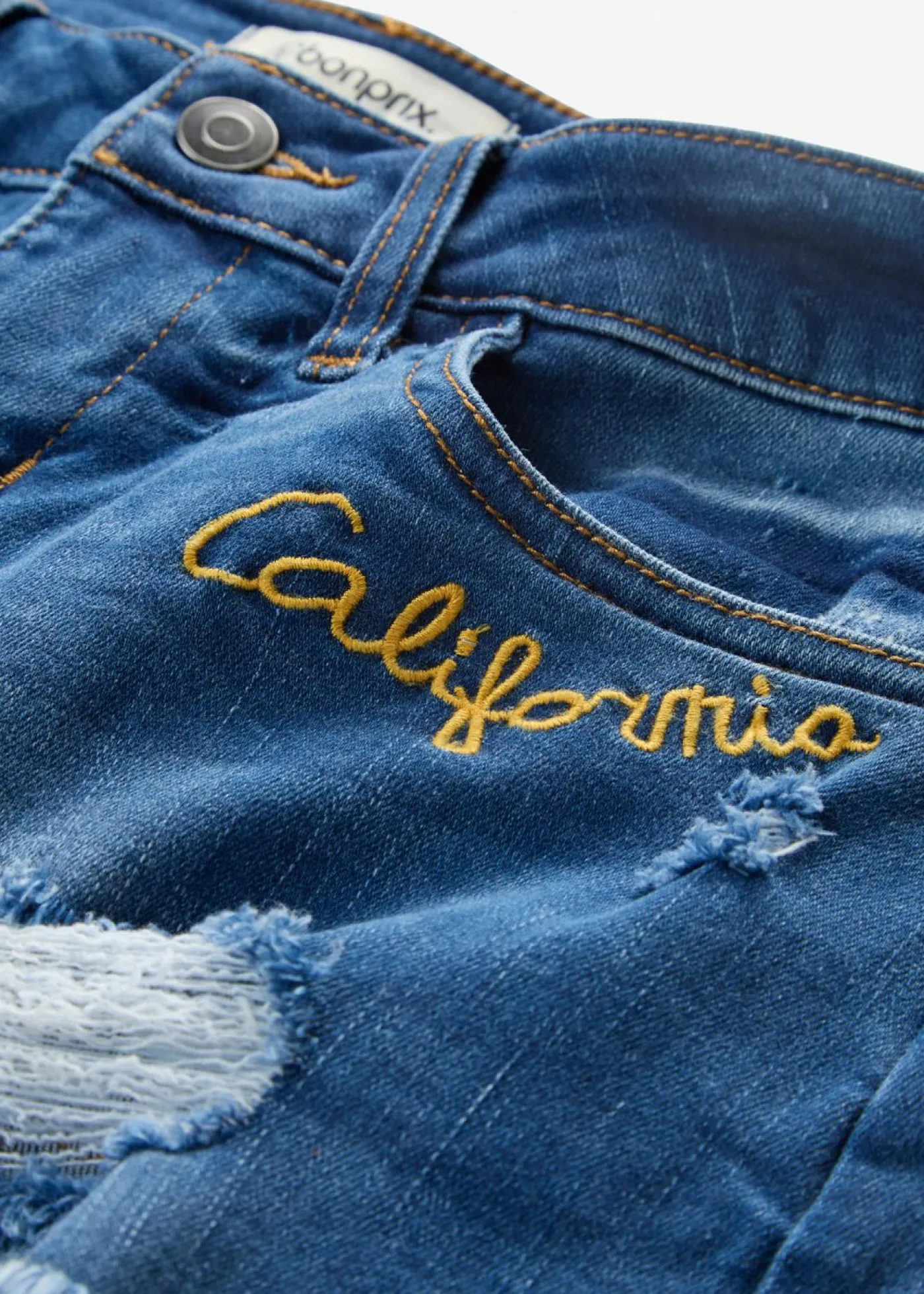 Outlet Pantalón corto vaquero con bordado Mujer Shorts|Vaqueros