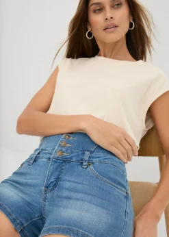 New Pantalón corto vaquero de talle alto Mujer Shorts|Vaqueros