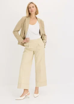 Best Pantalón de algodón elástico con pinzas Mujer Pantalones