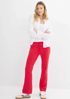 Best Pantalón de algodón orgánico puro con elástico Mujer Básicos|Pantalones