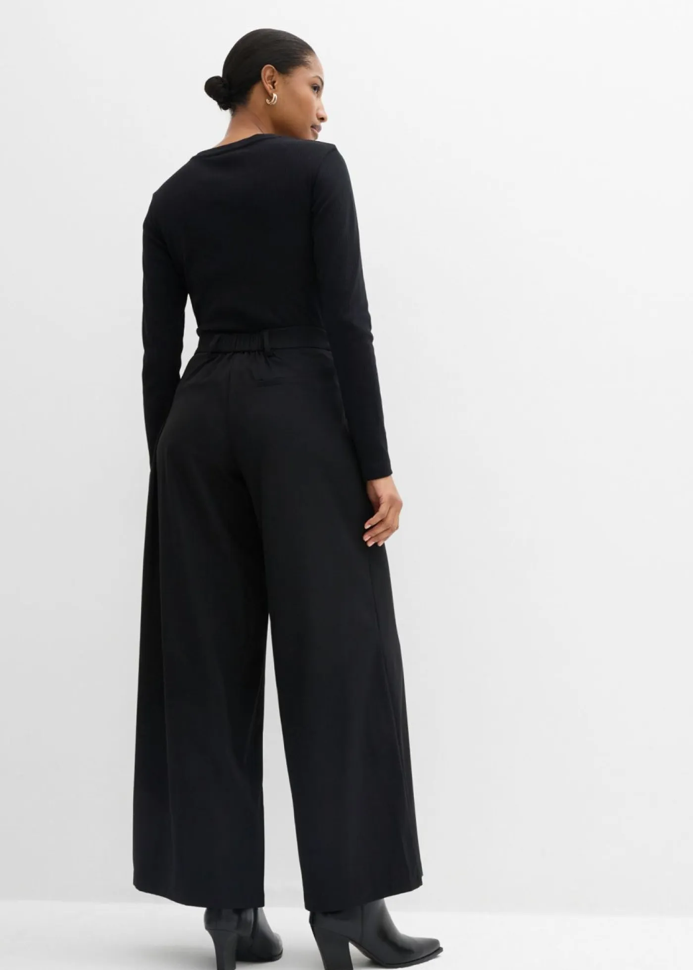 Hot Pantalón de corte ancho con cintura cómoda Mujer Esenciales|Pantalones