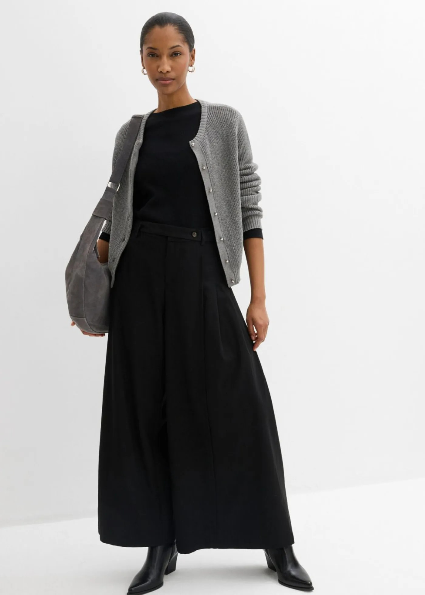 Hot Pantalón de corte ancho con cintura cómoda Mujer Esenciales|Pantalones