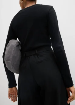 Hot Pantalón de corte ancho con cintura cómoda Mujer Esenciales|Pantalones