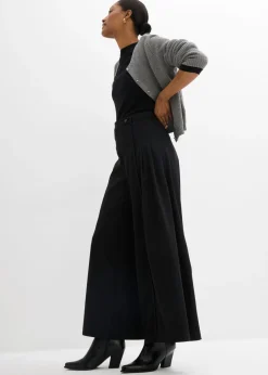 Hot Pantalón de corte ancho con cintura cómoda Mujer Esenciales|Pantalones