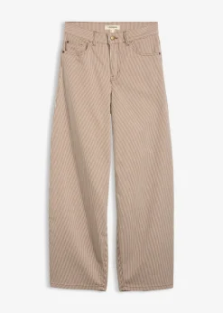 New Pantalón de corte balloon con rayas Mujer Pantalones