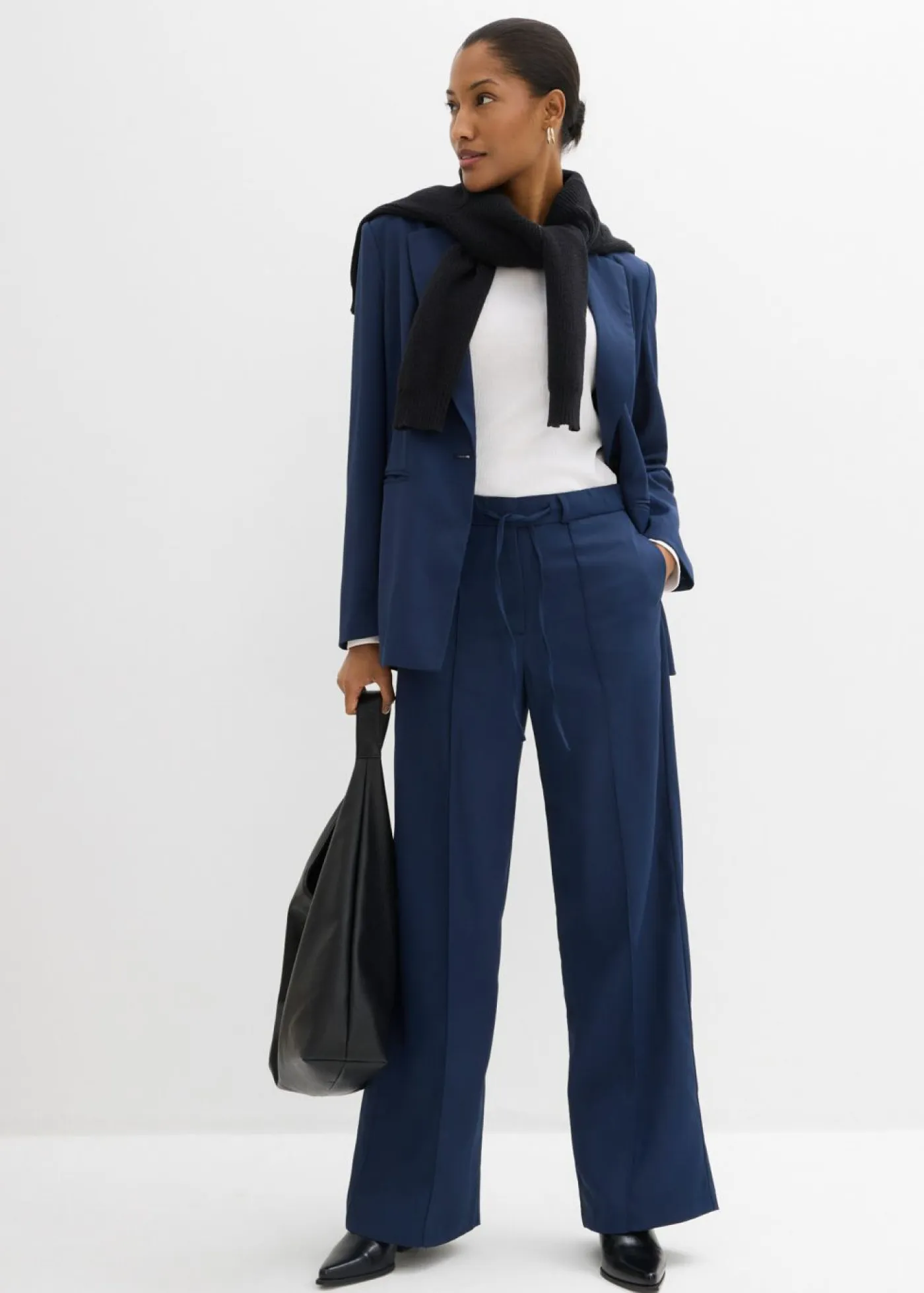 Clearance Pantalón de corte recto con cintura cómoda Mujer Esenciales|Pantalones