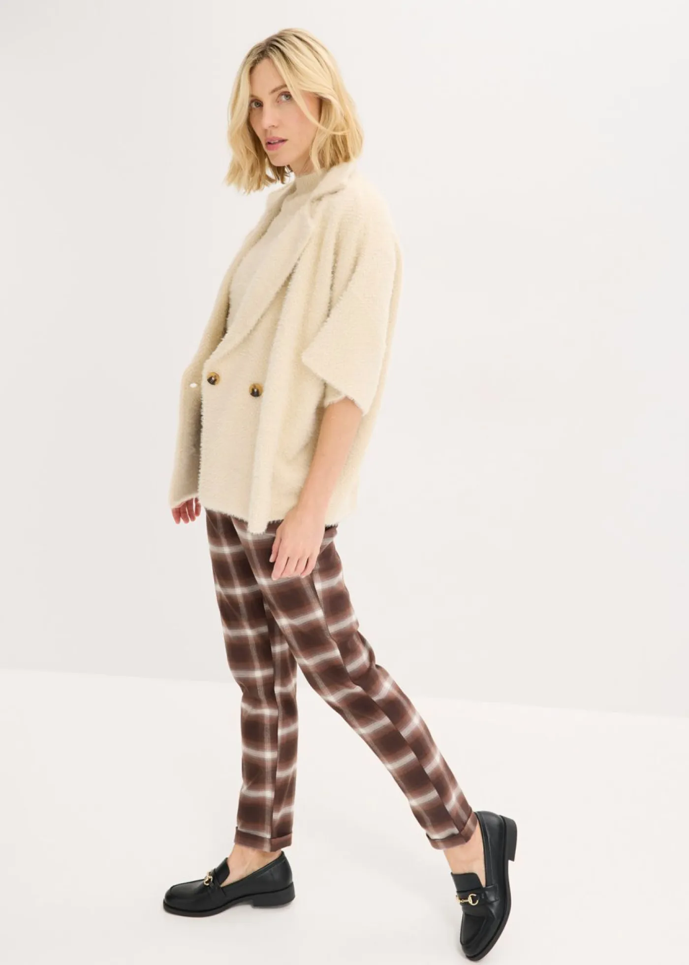 Best Pantalón de cuadros con dobladillos Mujer Pantalones
