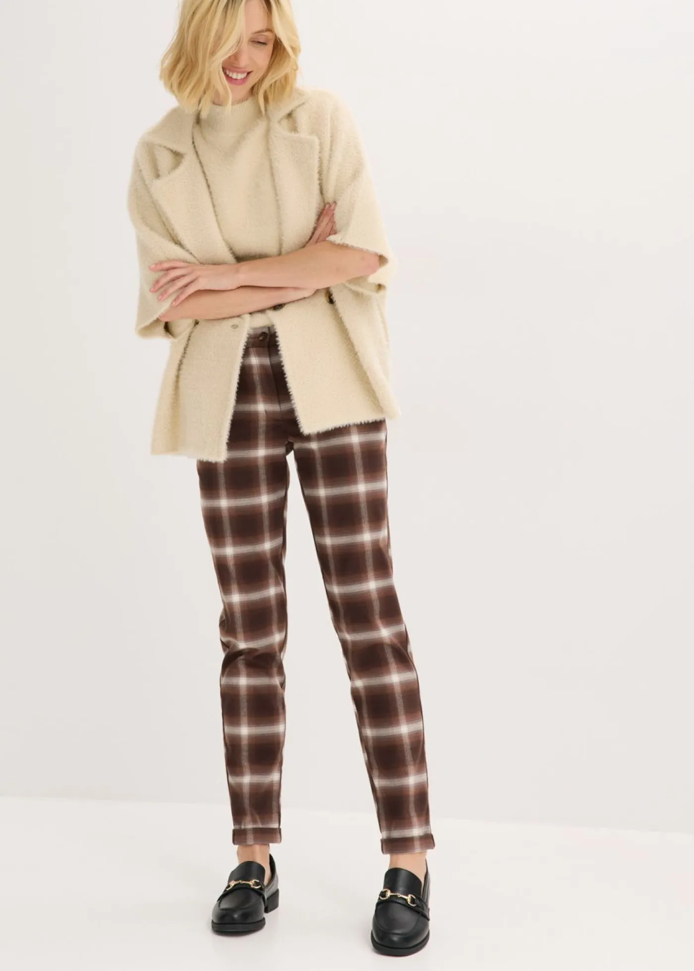 Best Pantalón de cuadros con dobladillos Mujer Pantalones