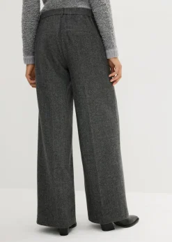 Best Pantalón de lana con patrón de espiga Mujer Premium|Pantalones