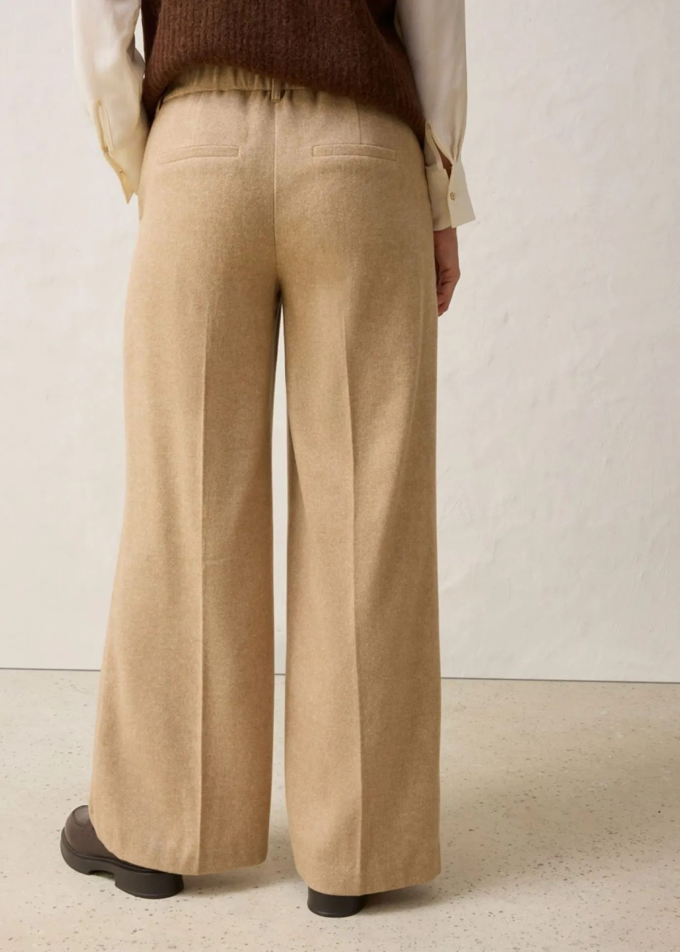 Online Pantalón de lana con patrón de espiga Mujer Premium|Pantalones