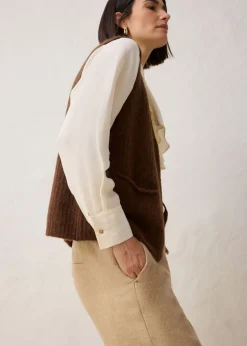 Online Pantalón de lana con patrón de espiga Mujer Premium|Pantalones