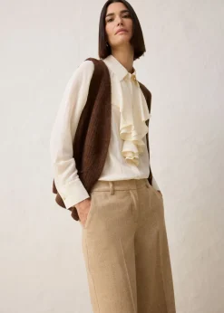 Online Pantalón de lana con patrón de espiga Mujer Premium|Pantalones