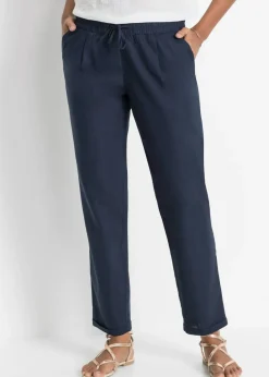 Clearance Pantalón de lino con cintura elástica Mujer Pantalones